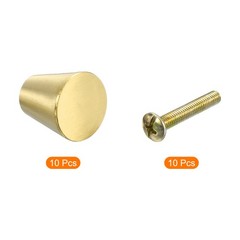 Solid Knobs, 10 Pack Brass Cabinets Knob with Screw (M4, Gold)
