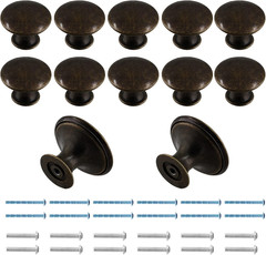 12 Pcs Antique Red Bronze Cabinet Knobs Metal Drawer Knobs Round Dresser Handle