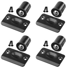 HOMOTEK 4 Pack Drive in Ball Catch with Strike Plate for Closet 4 Pack, Black