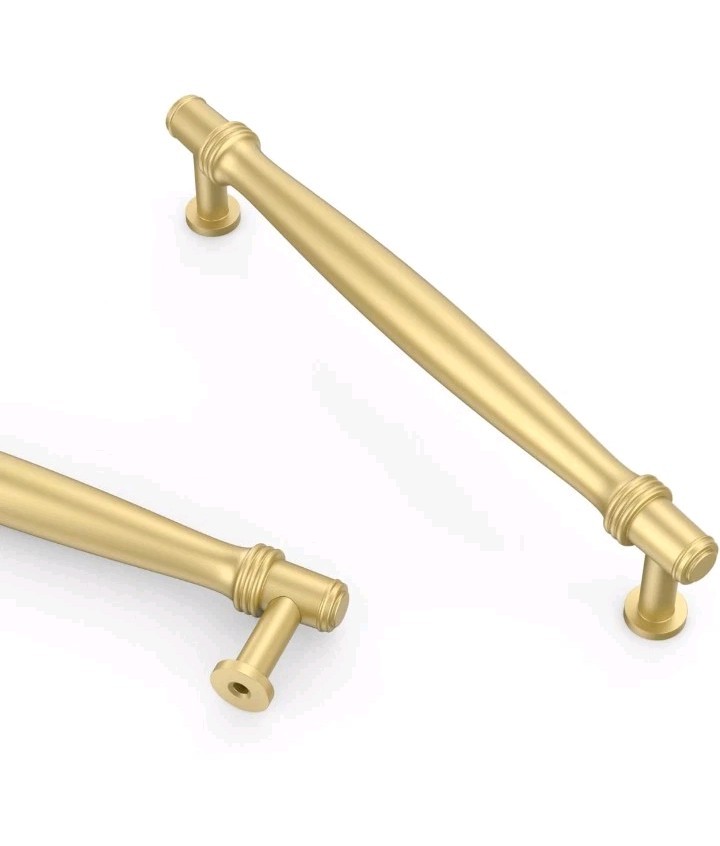 Asidrama 8 Pack 6.3” Brushed Gold Cabinet Pulls Kitchen Drawer Handles