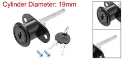 Drawer Lock 19mm Cylinder Diameter for Desk Cabinet Locker Showcase Black