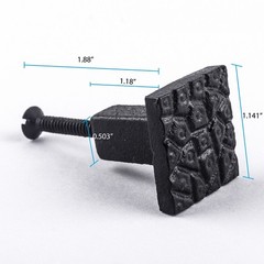 Cobble Stone Design Cabinet Hardware Square Iron Cabinet Knob Black