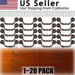 1~20PCS Vintage Drop Bail Dresser Pull Handle Drawer Pulls Rustic Antique Bronze