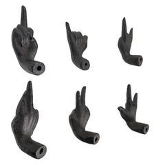 Zeckos Set of 6 Black Cast Iron Hand Cabinet Knobs – Rustic Drawer Pulls, Unique