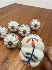 Antique Blue white Porcelain Ceramic Floral Drawer Cabinet Knobs Pulls Lot 6