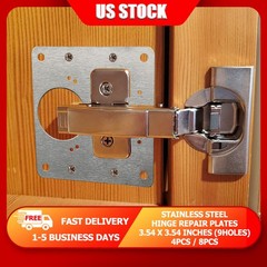4PCS/8PCS Cabinet Hinge Repair Plate Kit: Stainless Steel Door Mount Fix Bracket