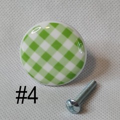 Pastel Ginghams by lmm 1.5″ DECORATIVE Glossy CERAMIC Dresser Drawer Pulls KNOBS
