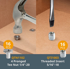 71128 128 Piece Set T-Track Knob Kit, 5/16″-18 Threaded Bolts and Washers, T Tra
