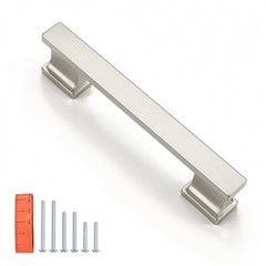 KNOBWELL 6 Pack Brushed Nickel Cabinet Pulls 3-3/4 Inch (96mm) Hole Center