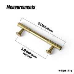 6 Pack Cabinet Handles 3.78 Inch 96mm Hole Center Brushed Gold Zinc Pulls