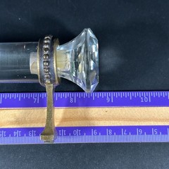 Vintage CLEAR Crystal Glass LARGE CABINET PULL with Brass Finish Base 8.5 inches