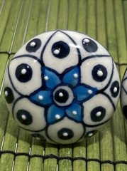 Ceramic Drawer Knob Pull 1-3/4″ Blue & White Flower Set of 2