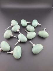(12) Cabinet Knob Drawer Pulls Round Stone Sage Variegated 1.5″ Jose Regueiro