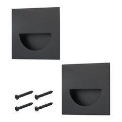 2 PCS 2.4×2.4 Inch Black Square Recessed Sliding Closet Door Flush Pulls