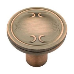 (5 Pack) 1-3/16 inch Vignette Design Knob Red Antique Copper