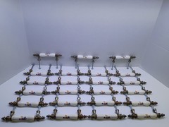 Set of 23 Vintage Porcelain Floral Cabinet Drawer Pulls Brass Tone 5 Inch