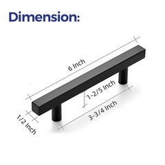 Ravinte Matte Black Cabinet Hardware 6” Length(3-3/4” Hole Center),