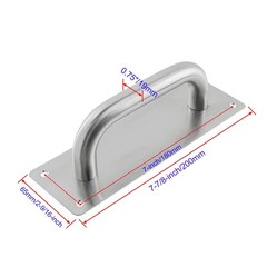 Heavy Duty Stainless Steel Barn Door Pull Handle with Plate 7 7/8in Silver