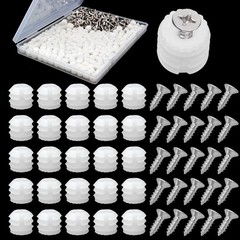 200 Pack Plastic Hinge Dowel Inserts Screws White Cabinet Door Drawer Repair