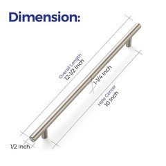 4-Pack 12-1/2in Brushed Nickel Cabinet Handles 10in Hole Center Stainless