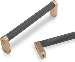 10 Pack 5 inch(128mm) Black and Champagne Bronze Kitchen Cabinet Handles Knurled