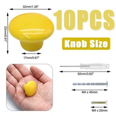 10 Pack Yellow Ceramic Kitchen Cabinet Knobs Pulls, 32 mm/1.26 Inch Retro Vin…