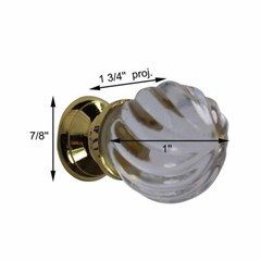 Cabinet Knob Clear Glass 1″ Dia Solid Brass with Mounting Screw Renovator Supply