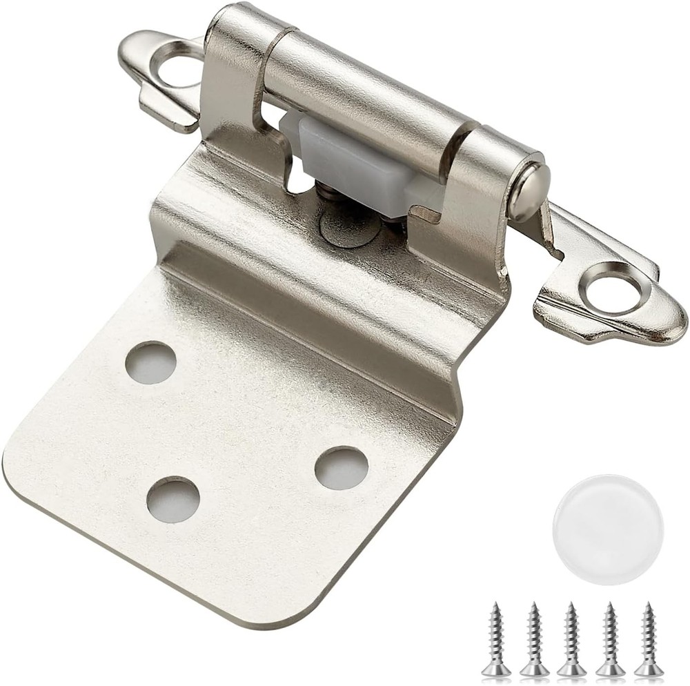 50 Pack (25 Pairs) 3/8 Inch Insert Kitchen Cabinet Hinges, Satin Nickel Self