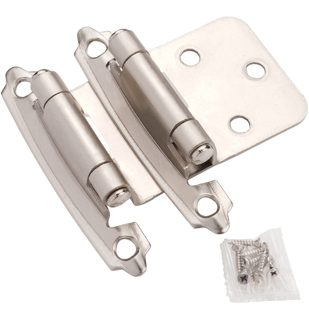 Cabinet Hinges Brushed Nickel for Kitchen Cabinets Doors (25 Pair -50 Pcs) -1/2″