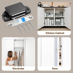 Magnetic Cabinet Latch 30LB Door Closer Kitchen Drawer Closures 6 Pack Black