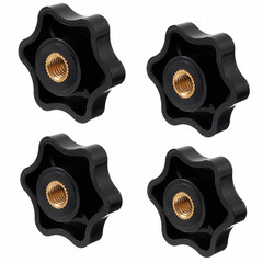 4 Pcs 1/4-20 Knob, 1/4-20 Star Knobs Black Nylon Screw-On Threaded Knobs Nuts 6-