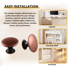 12 PCS 1.18 Inch 30mm Antique Copper Round Cabinet Knobs Drawer Pulls