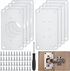 8 Pcs Cabinet Hinges Repair Plates, Doors Hinge Kit Silver