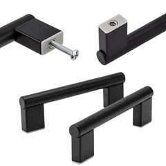Stainless Steel Kitchen Square Cabinet Handles Black Nickel Silver Drawer Pulls