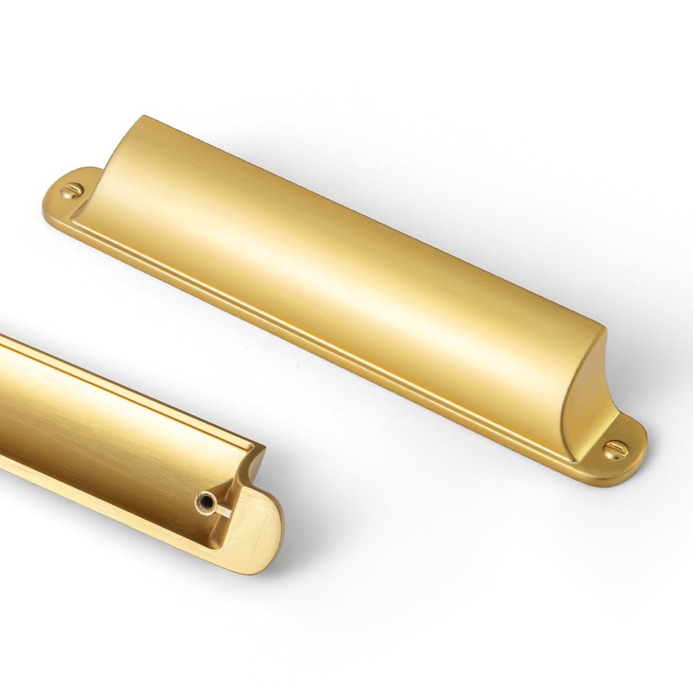 Brushed Gold Cabinet Cup Pulls Bin Drawer Pull 5.04″128mm c-c6 Pack Bar Chann…