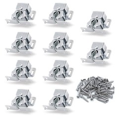 Luomorgo 10 Pack Double Roller Catch Cabinet Latches with 10 Pieces, Silver