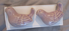 Pottery Barn kids bird knobs mauve color ceramic set 2 New in box