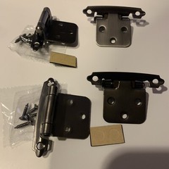 Cabinet Hinge Variable Overlay Face Mount Self-Closing Antique Silver 4 pack Lot
