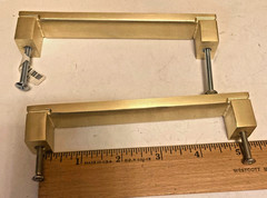 Cabinet Drawer Pull Bar 4″W Brass Tone Bold Gold Champagne Color Set of 2 NEW