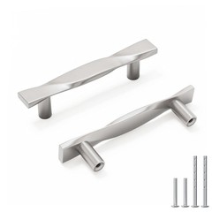 Rergy 10 Pack 3 Inch Brushed Nickel Cabinet Pulls Solid Heavy Duty Zinc Alloy