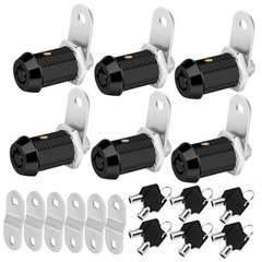 Cam Locks RV Storage Keyed Alike, 1″ Fits 3/4″ Max Door Black 1 Inch 6Pack