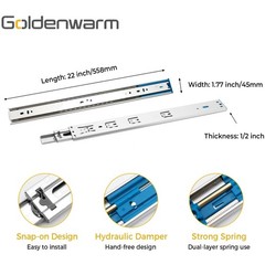 Kitchen Drawer Slides 22 Inch, 20 Pack Soft Close Side Mount