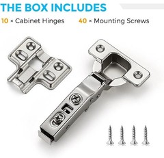 20 PCS 10 Pairs European Half Overlay Soft Close Cabinet Hinges Concealed