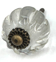 Scalloped Glass Metal Knob Cabinet Handles Furniture Hardware Cupboard Drawer