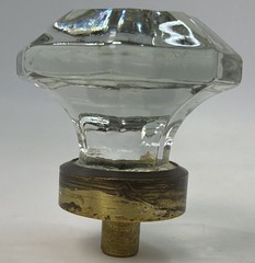 Antique Glass & Brass Faceted Octogon Drawer or Cabinet Knob