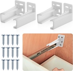 2 Pair Rear Drawer Track Socket Back Plates Mounting Brackets Durable Plastic