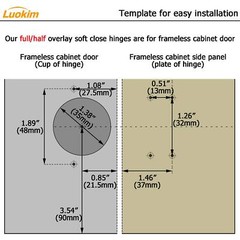 2 Pairs Half Overlay Cabinet Hinge Fit for Frameless Cabinet European Style
