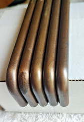 Set of 5 Antiqued Brass/Bronze Wire Pulls 4″ center to center open box