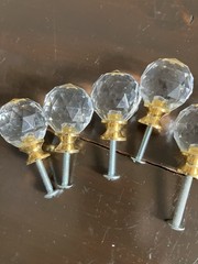 Set of 9 Acrylic Knobs Gold Accent Metal Screws Included