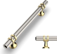 Matte Black & Gold Brushed Satin Nickel & Gold Knurled 10in Cabinet Handle